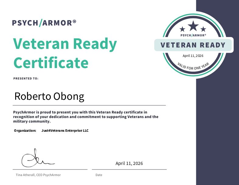 PsychArmor Veteran Ready Certificate-Roberto Obong